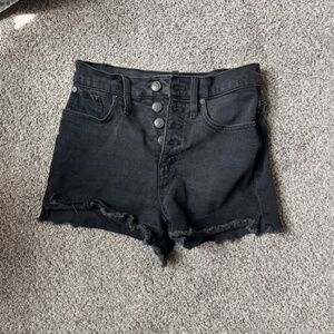 High waisted Madewell black denim shorts, Size 24